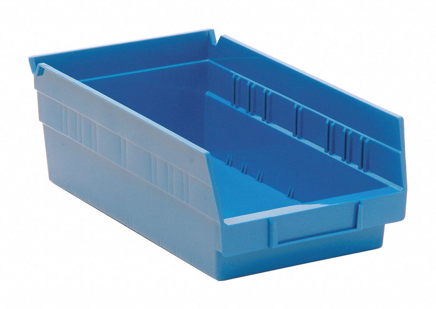 F0614 Shelf Bin Blue Polypropylene 4 in