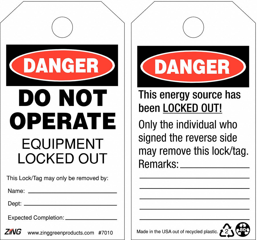 Danger Tag 5-3/4 x 3 In Plstc OSHA PK10