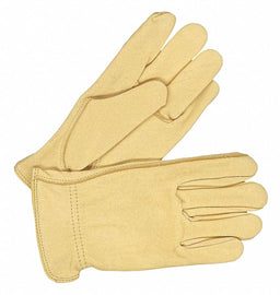 PR Leather Gloves Shirred Slip-On Cuff L