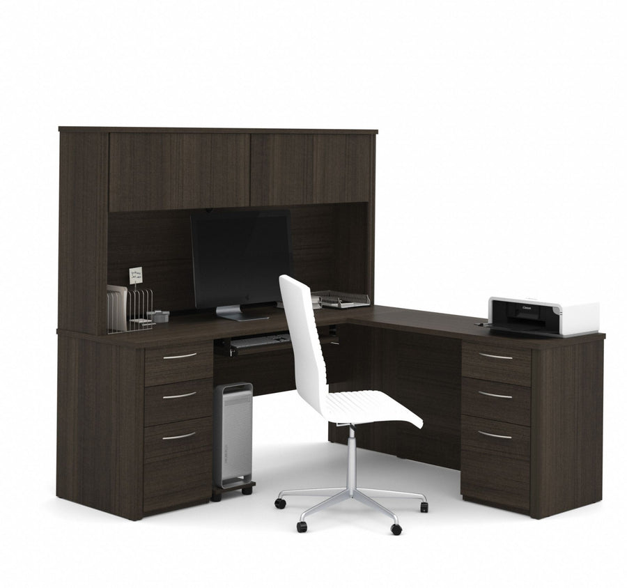 L-Shaped Desk 66.8 in H Dark Chocolate