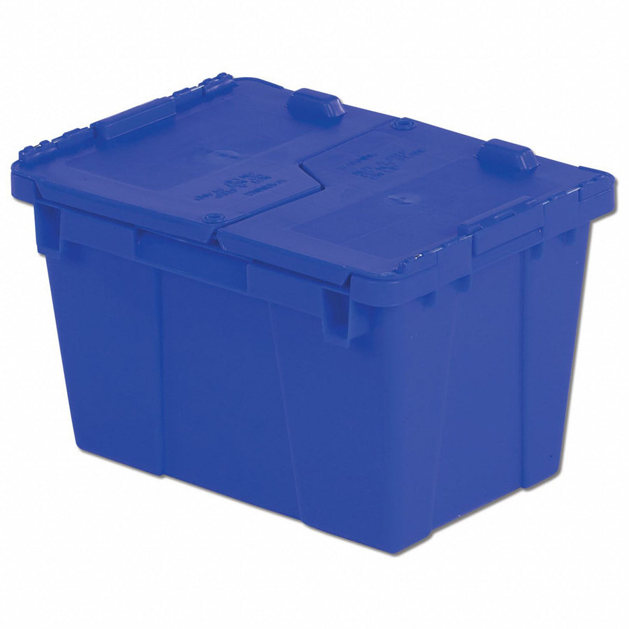 H5663 Attached Lid Container Blue Solid HDPE