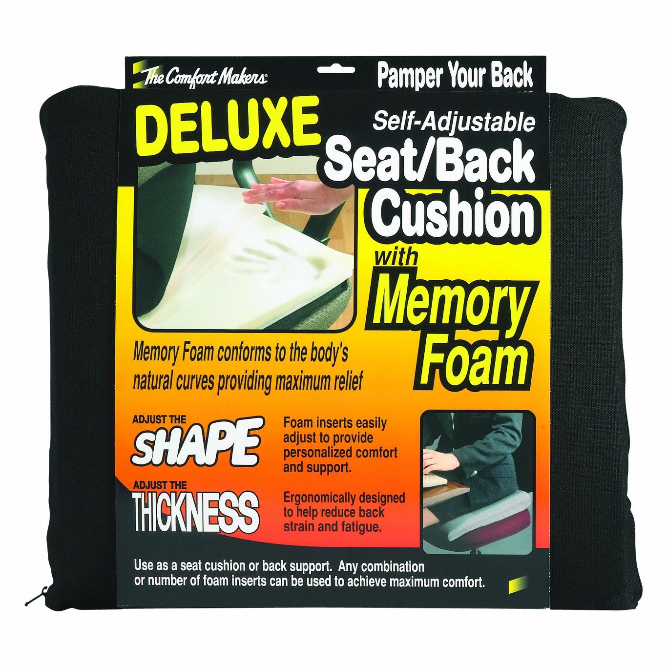 Seat Cushion Memory Foam Black