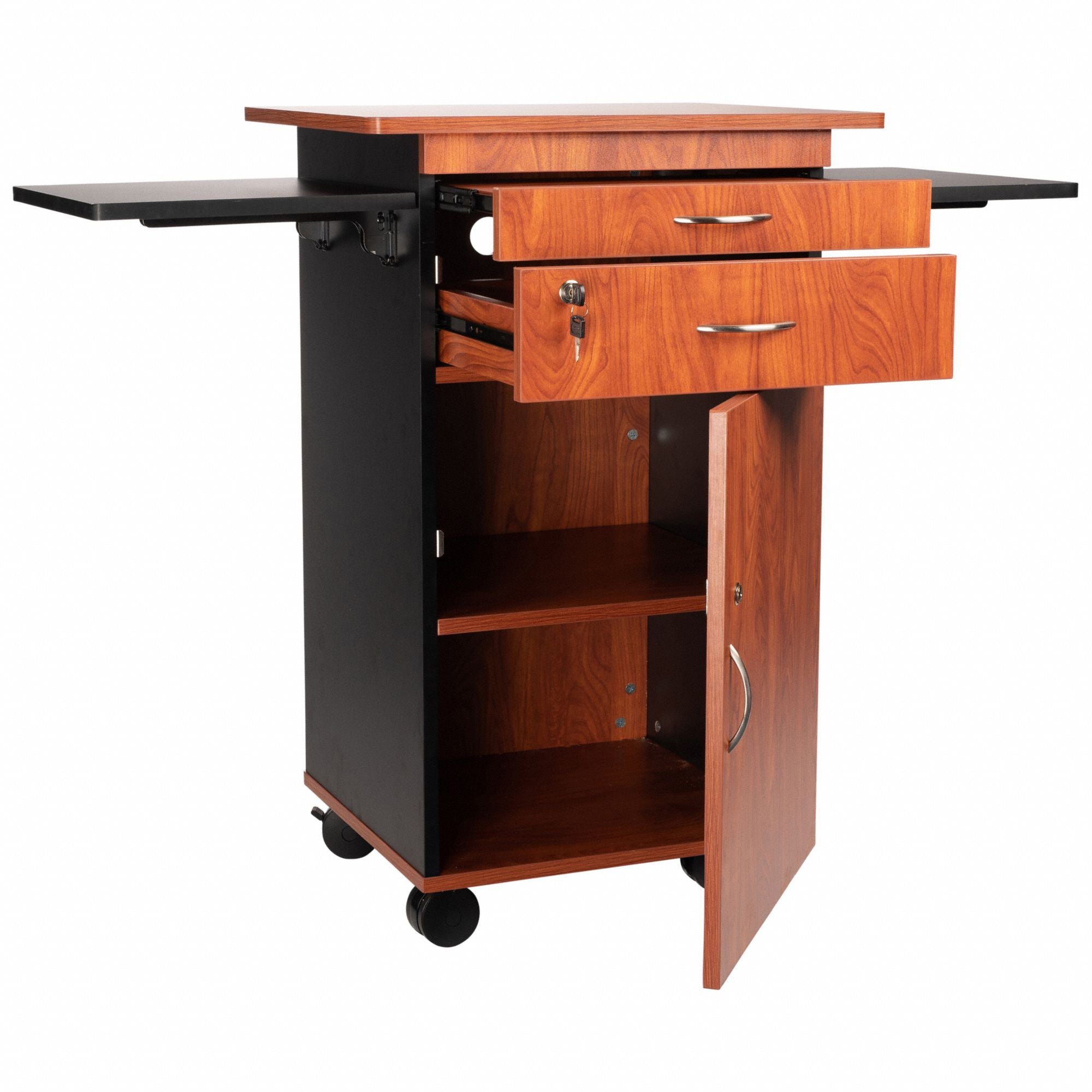 Media Cart with Cabinet 38 in H Black