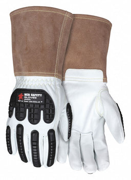 Leather Gloves White/Brown L PK12