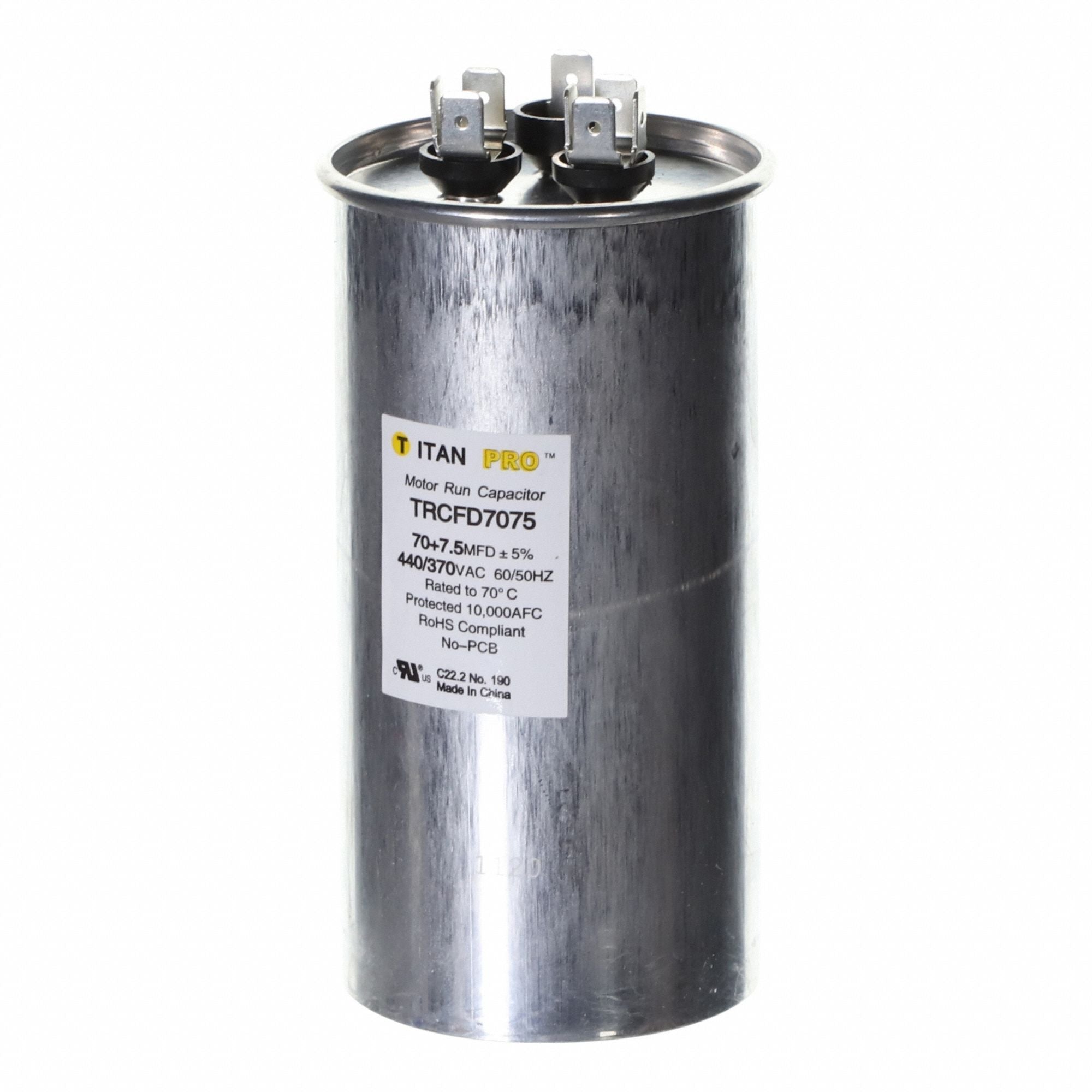 Dual Run Capacitor 70/75 MFD 5 27/64 H