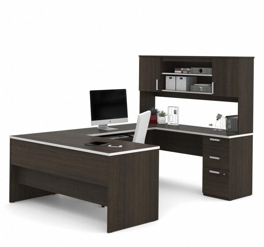 U-Shaped Desk 65.9 in H Dark Chocolate