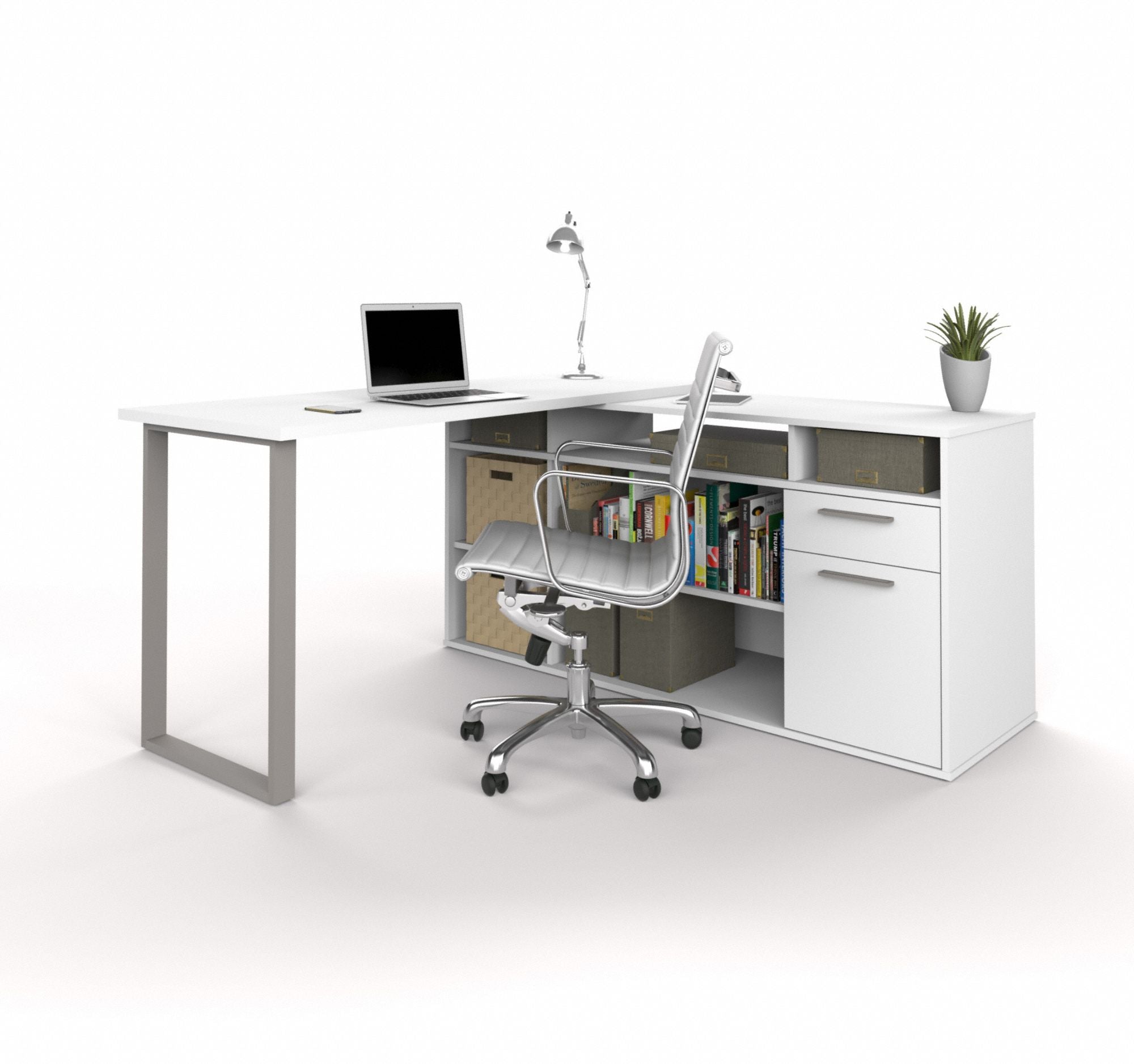 L-Shaped Desk 29.7 in H White