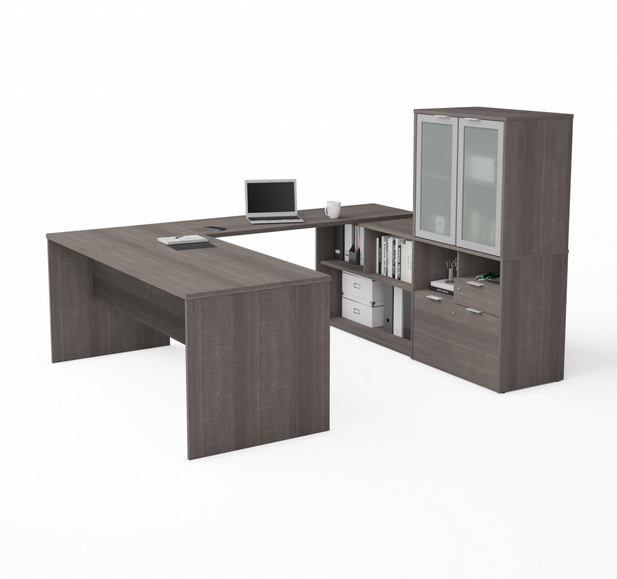 U-Shaped Desk 56.8 in H Bark Grey