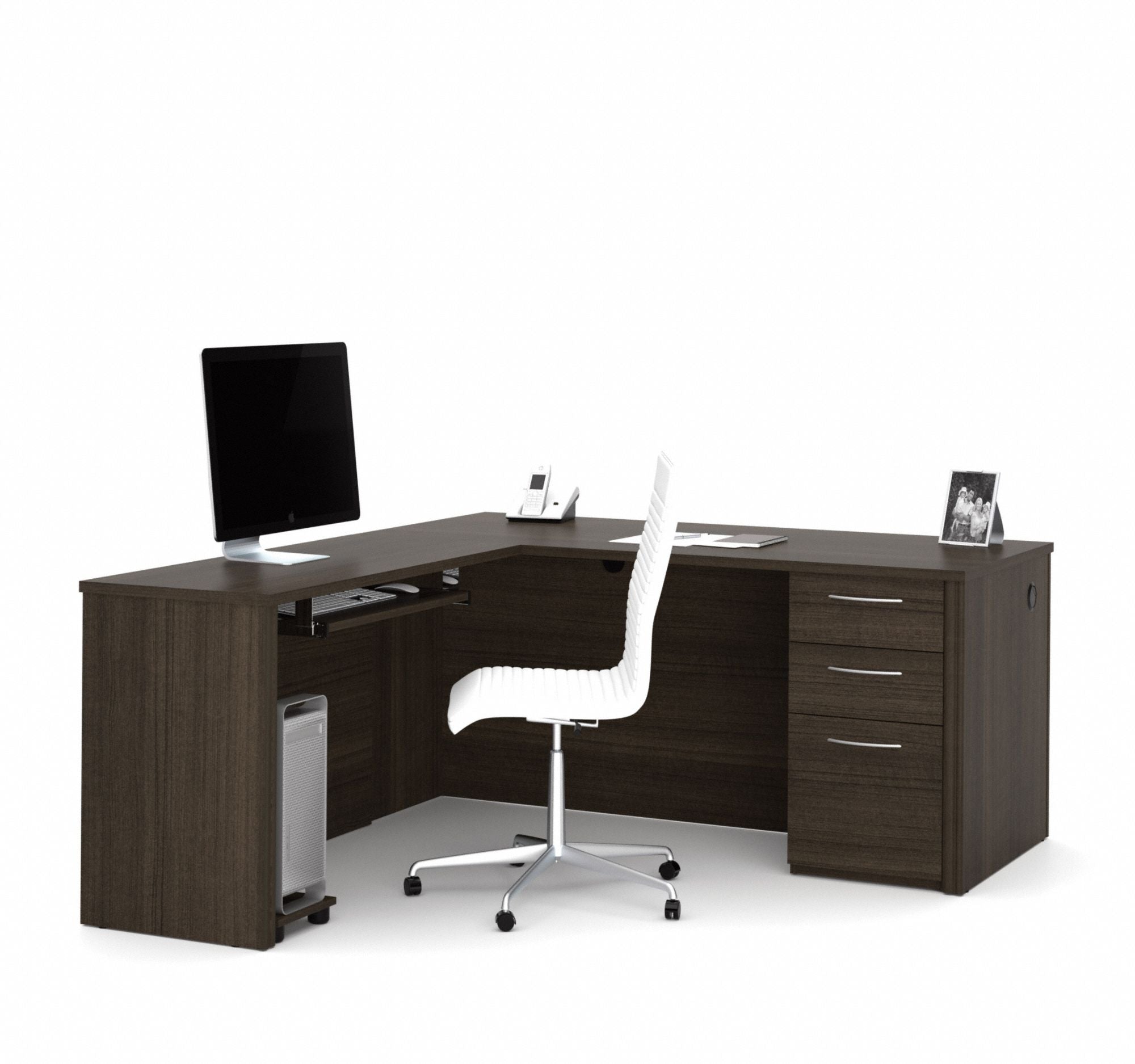 L-Shaped Desk 30.4 in H Dark Chocolate