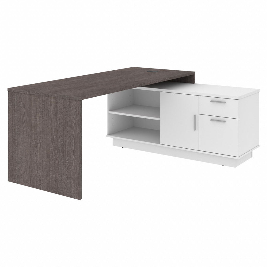 L-Shaped Desk 29.7 in H Bark Grey/White