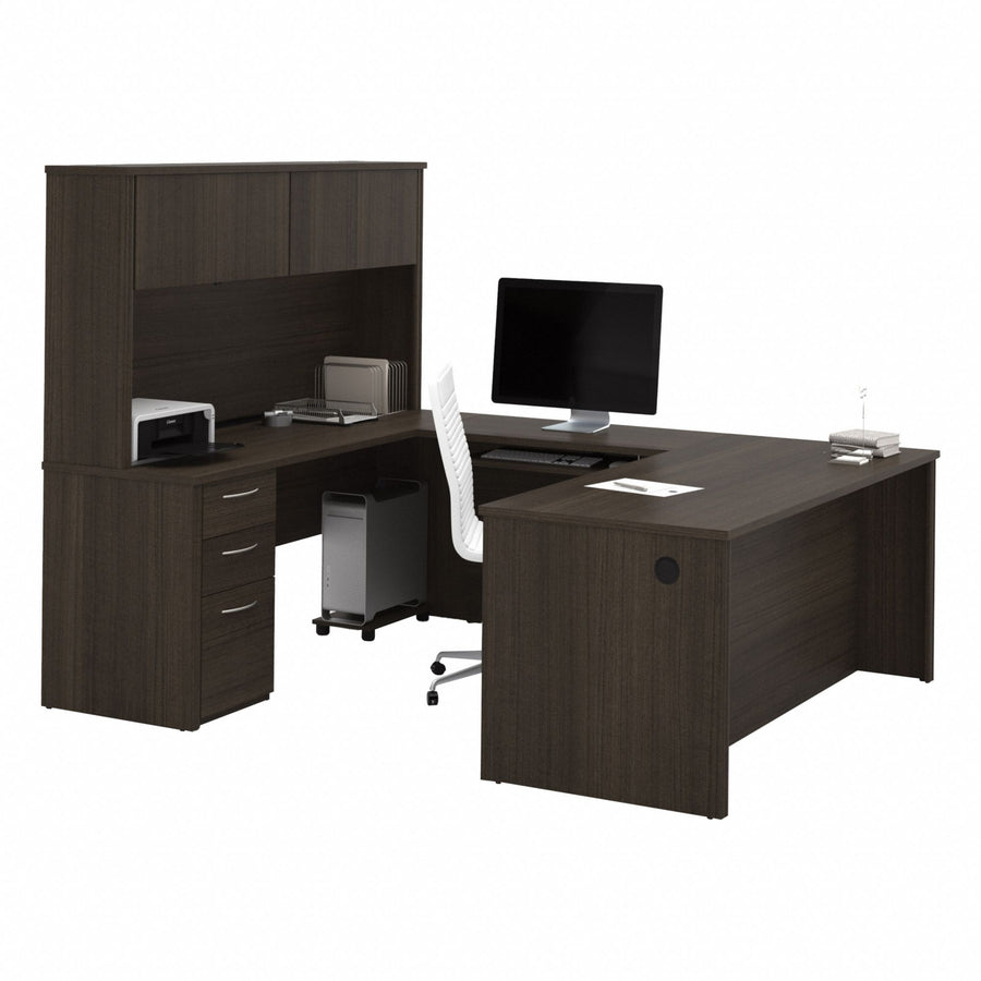 U-Shaped Desk 66.8 in H Dark Chocolate